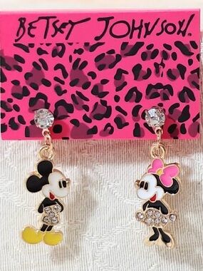 Betsey Johnson Mickey & Minnie Mouse Drop Earrings